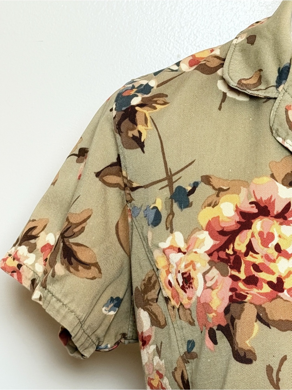 Vintage Willowbend Short Sleeve Floral Button Up Blouse Sage Green Cottagecore - Picture 4 of 9